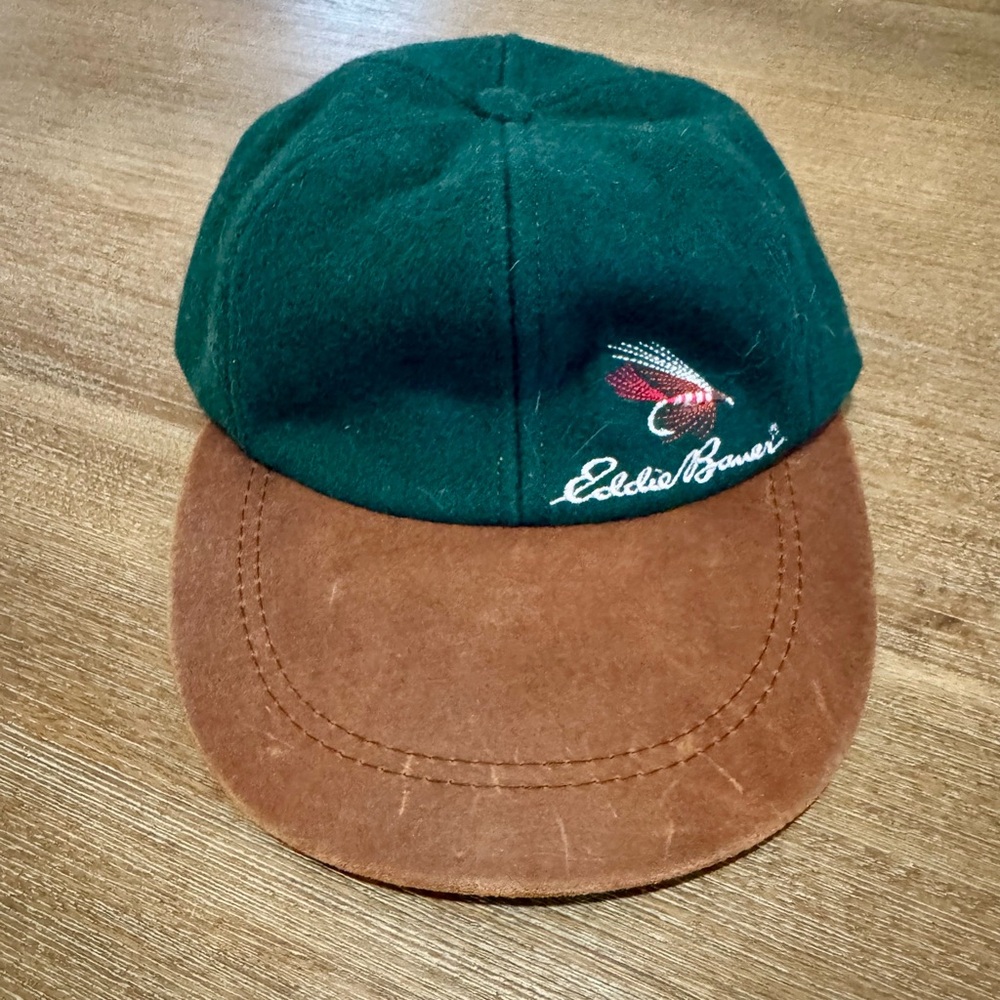 Vintage Eddie Bauer Wool and Leather Cap